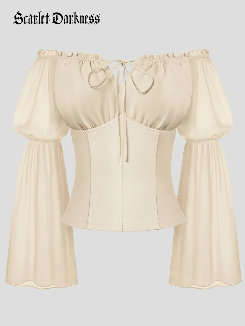 Renaissance Fantasy Fairy Off-Shoulder Chiffon Blouse - Image 24