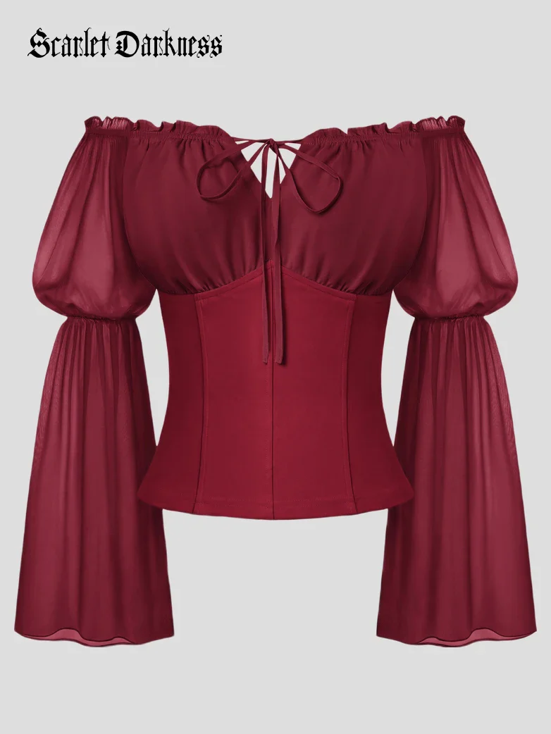 Renaissance Fantasy Fairy Off-Shoulder Chiffon Blouse - Image 29