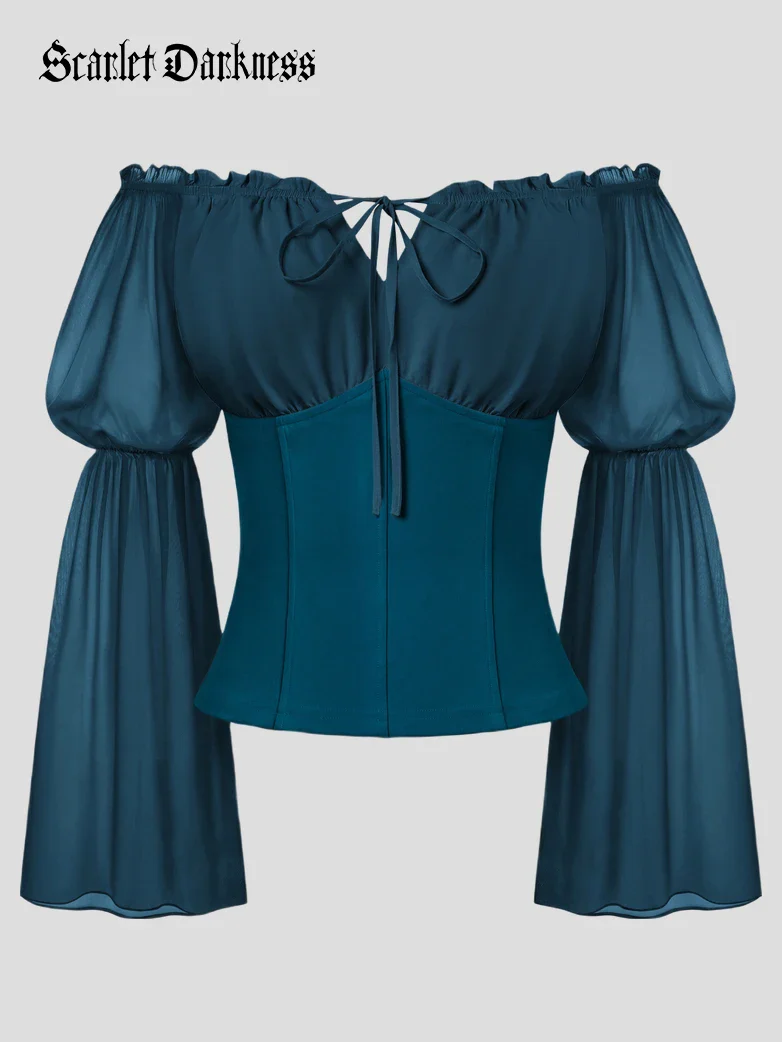 Renaissance Fantasy Fairy Off-Shoulder Chiffon Blouse - Image 34