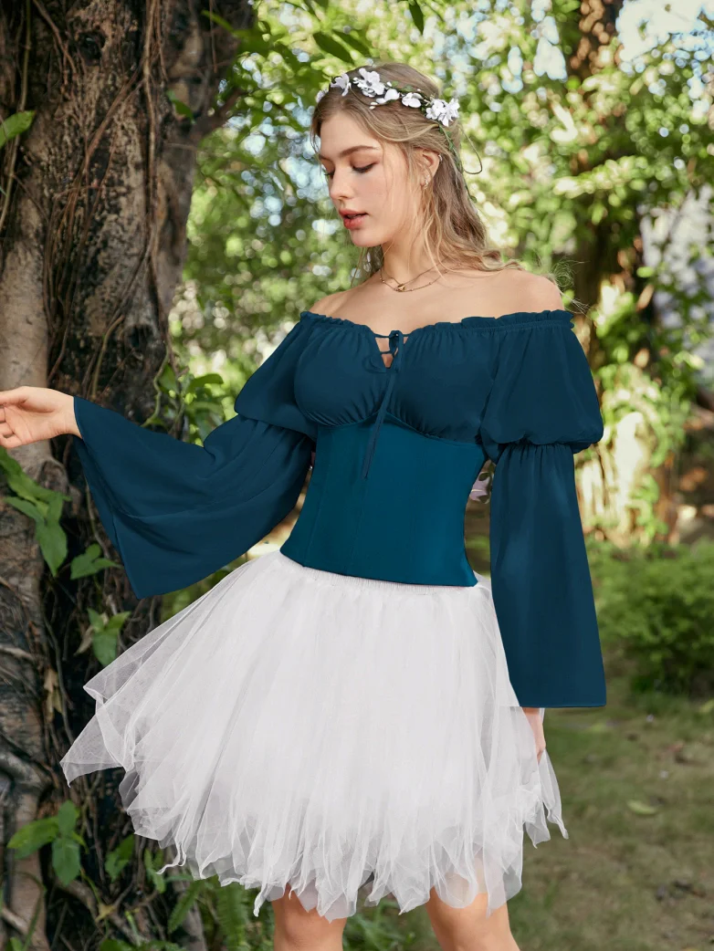 Renaissance Fantasy Fairy Off-Shoulder Chiffon Blouse - Image 35
