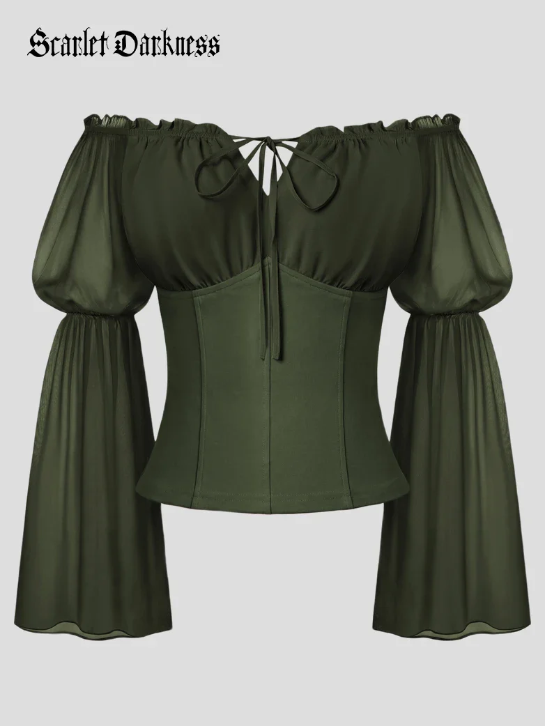 Renaissance Fantasy Fairy Off-Shoulder Chiffon Blouse - Image 38