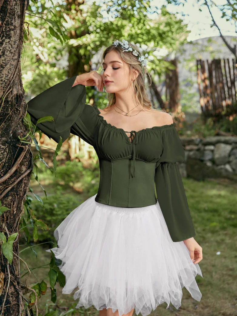 Renaissance Fantasy Fairy Off-Shoulder Chiffon Blouse - Image 39