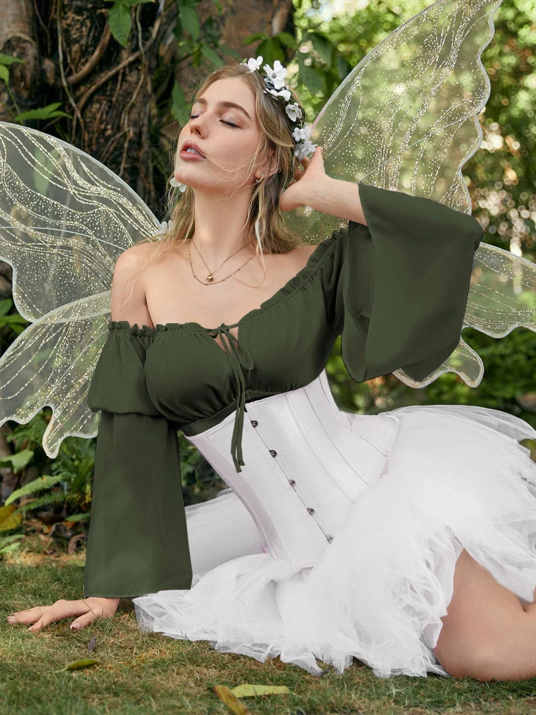 Renaissance Fantasy Fairy Off-Shoulder Chiffon Blouse - Image 40