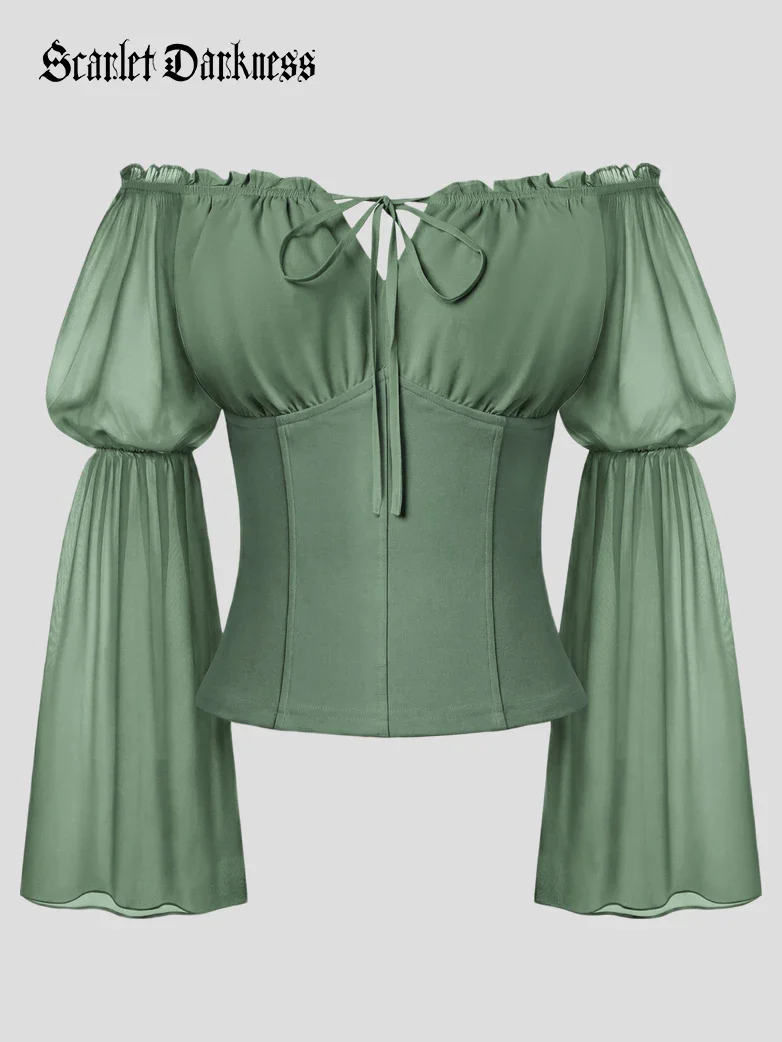 Renaissance Fantasy Fairy Off-Shoulder Chiffon Blouse - Image 43