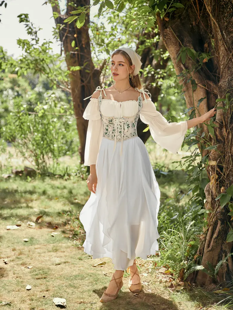 Renaissance Fantasy Fairy Off-Shoulder Chiffon Blouse - Image 50