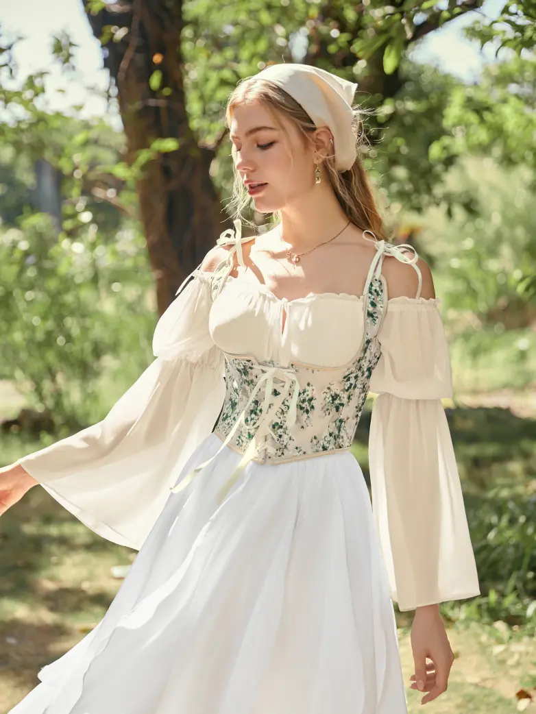 Renaissance Fantasy Fairy Off-Shoulder Chiffon Blouse - Image 51