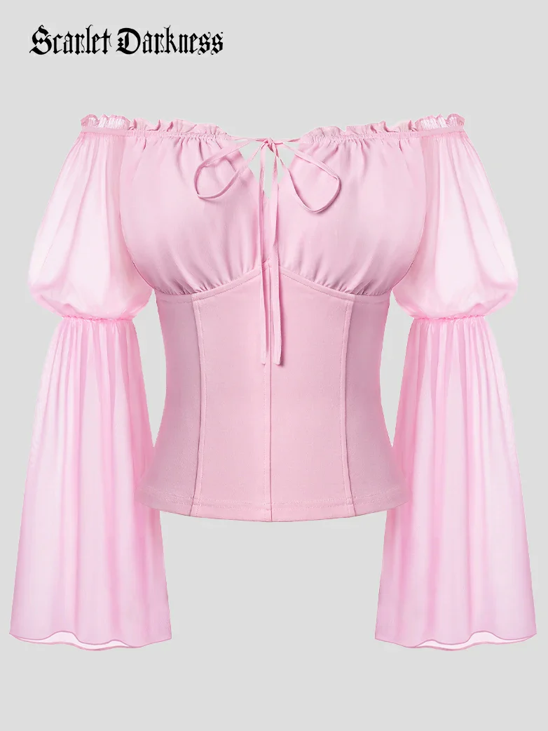 Renaissance Fantasy Fairy Off-Shoulder Chiffon Blouse - Image 6