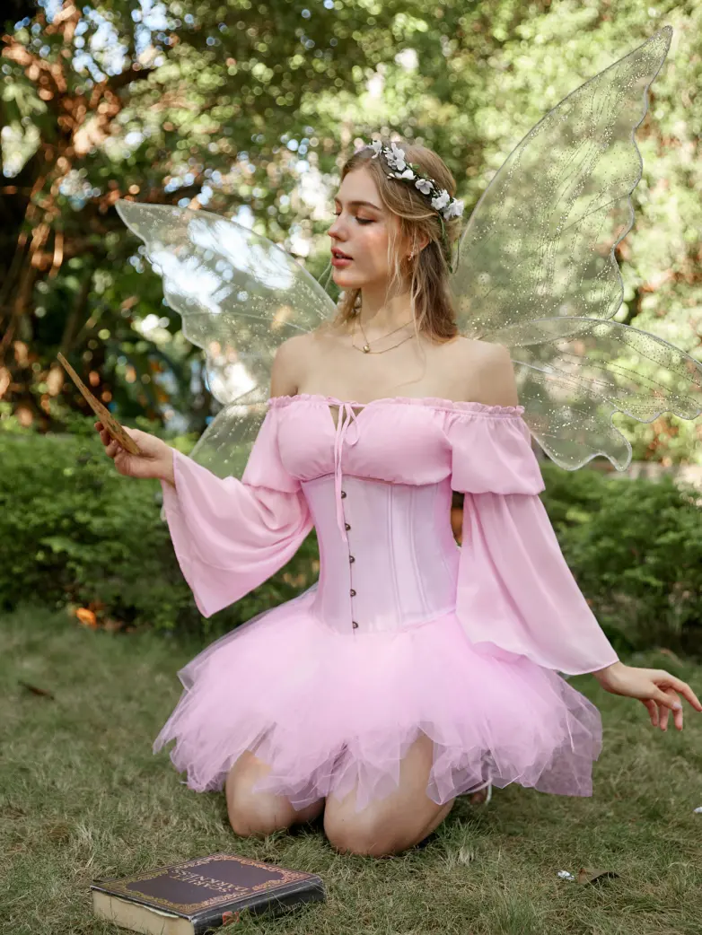 Renaissance Fantasy Fairy Off-Shoulder Chiffon Blouse - Image 8
