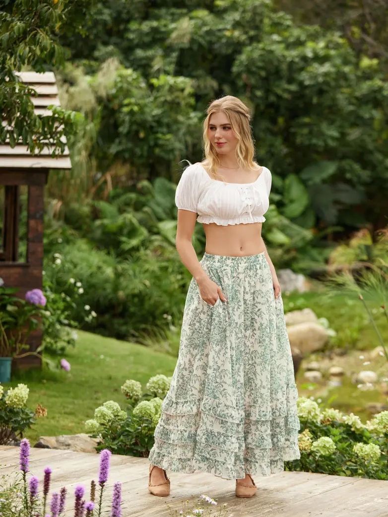 Renaissance Chiffon Swing Maxi Skirt with Pockets - Image 10