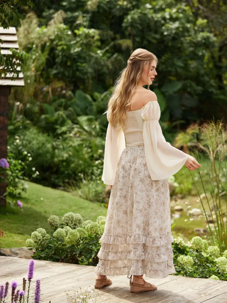 Renaissance Chiffon Swing Maxi Skirt with Pockets - Image 4