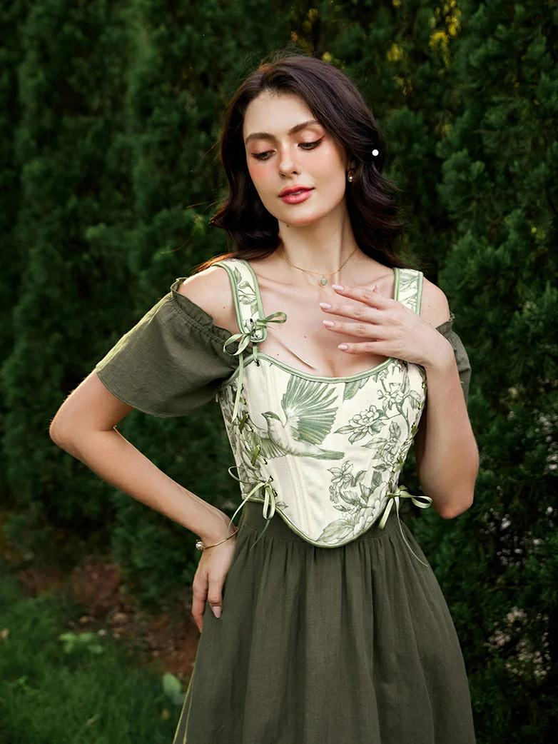 Mushroom Renaissance Cottagecore Corset Tops - Image 25