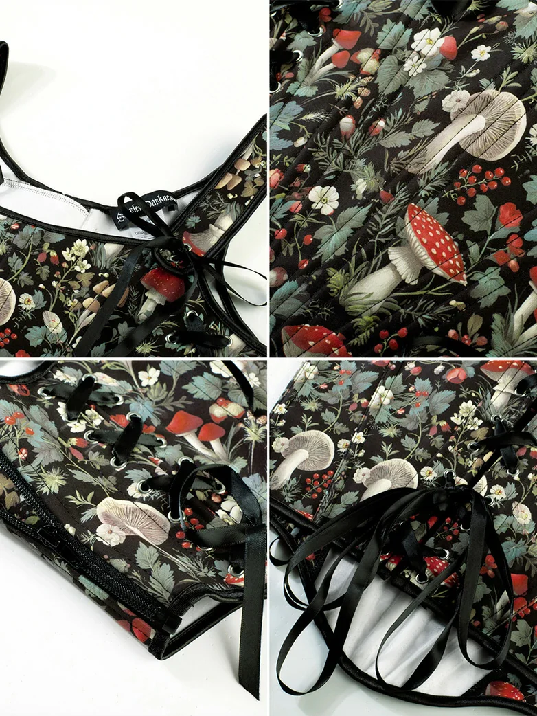 Mushroom Renaissance Cottagecore Corset Tops - Image 9