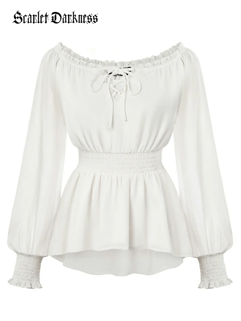 Renaissance Fitted Long Sleeve Off-Shoulder Top - Image 19