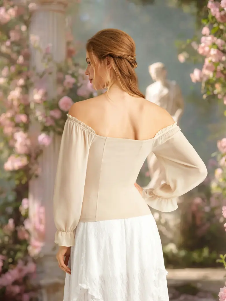 Women’s Off Shoulder Corset Top with Long Sleeves - Image 11