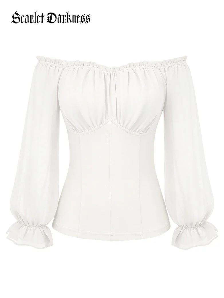 Women’s Off Shoulder Corset Top with Long Sleeves - Image 15