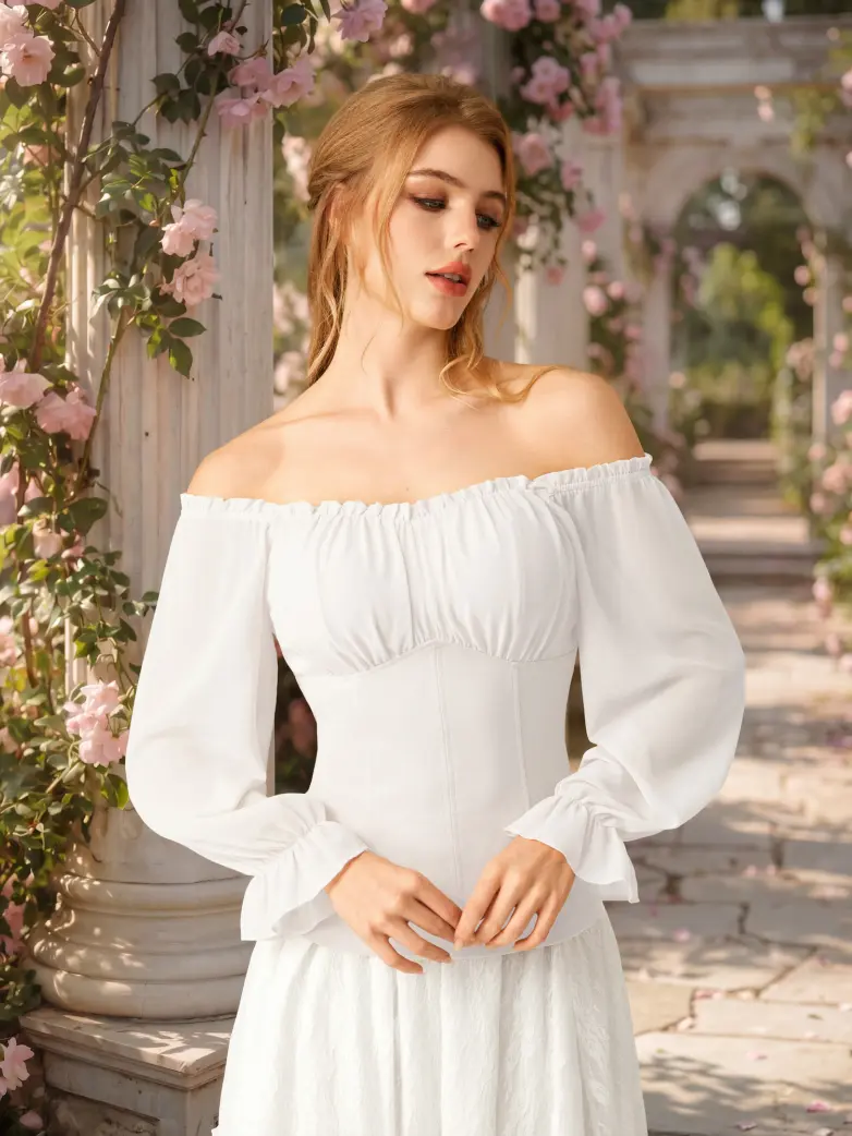 Women’s Off Shoulder Corset Top with Long Sleeves - Image 16