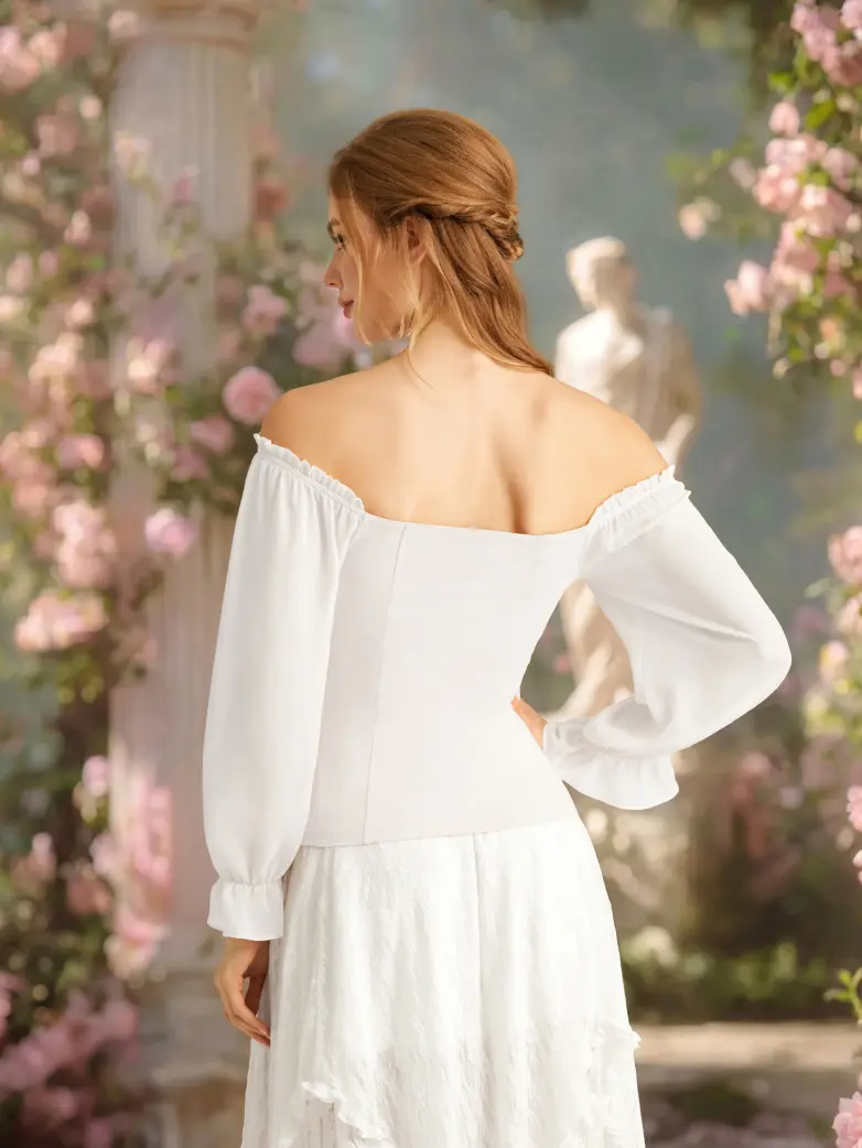 Women’s Off Shoulder Corset Top with Long Sleeves - Image 17