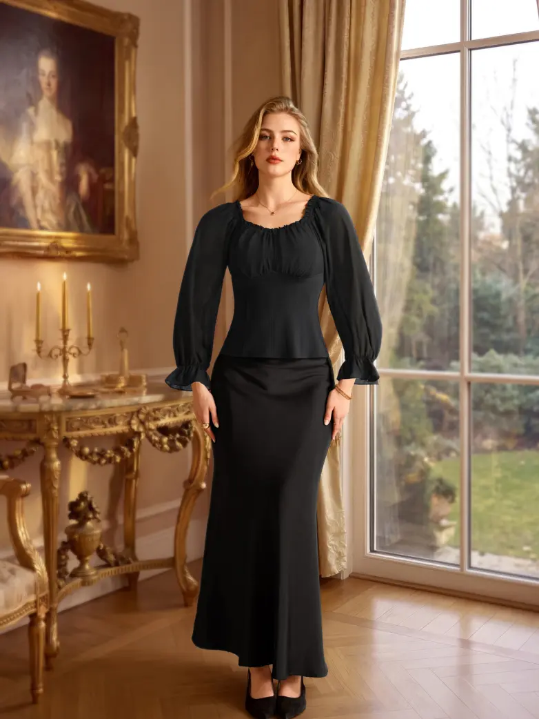 Women’s Off Shoulder Corset Top with Long Sleeves - Image 4