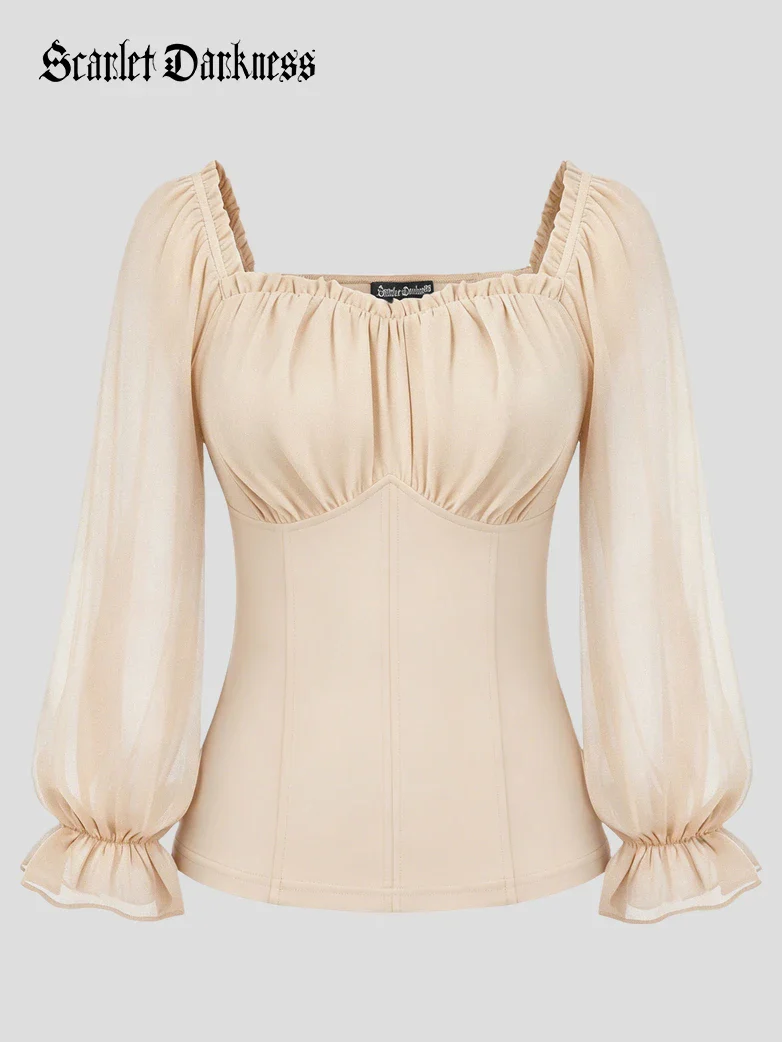 Women’s Off Shoulder Corset Top with Long Sleeves - Image 8