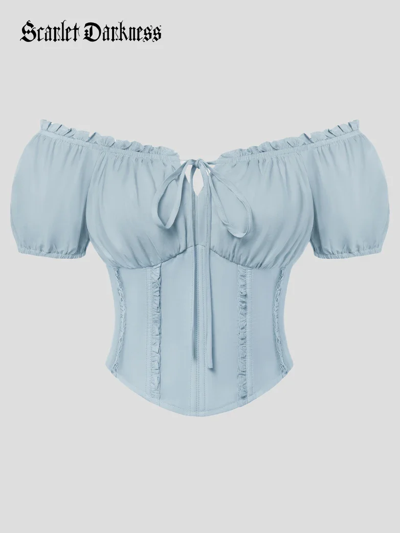 Renaissance Off Shoulder 6-Bones Tops Shirts - Image 9