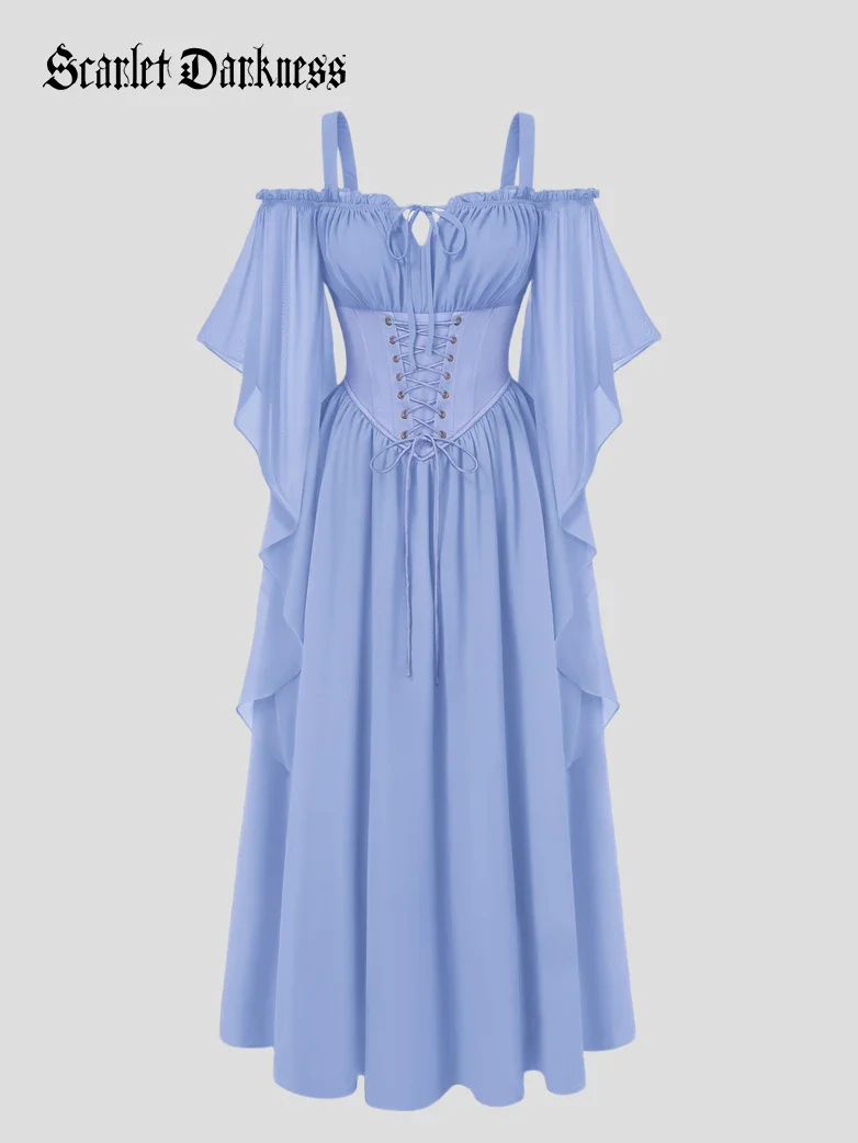 Renaissance Off‑Shoulder Chiffon Bell Sleeve Dress - Image 19