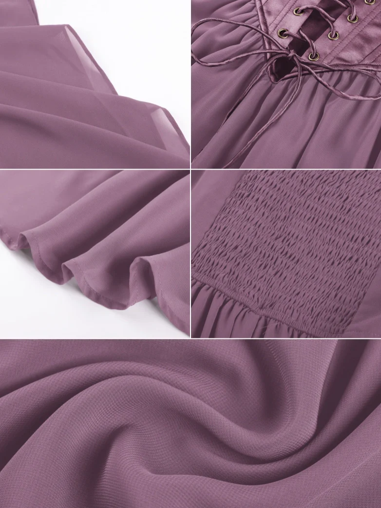 Renaissance Off‑Shoulder Chiffon Bell Sleeve Dress - Image 31