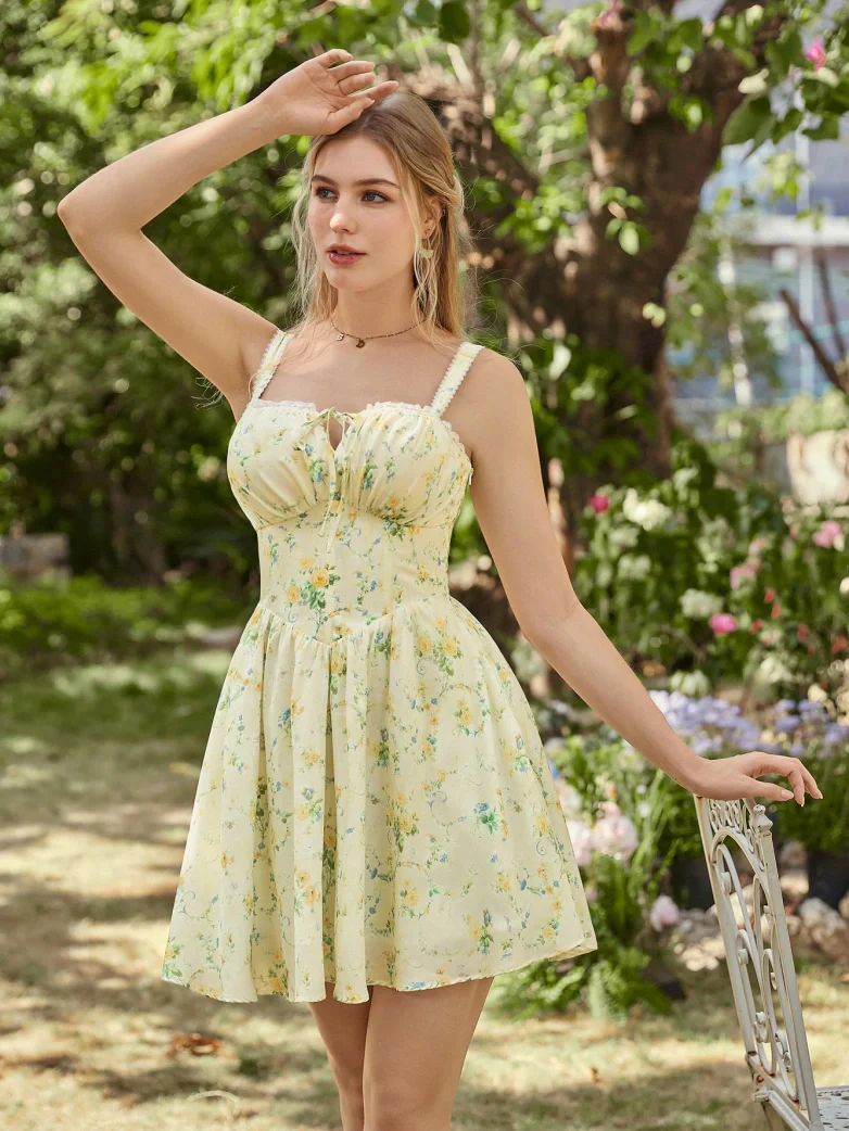 Victoria Corset floral A-Line Dress for Vacation - Image 14