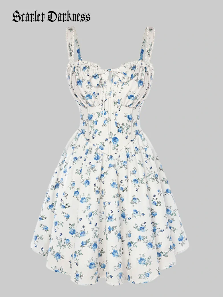 Victoria Corset floral A-Line Dress for Vacation - Image 8