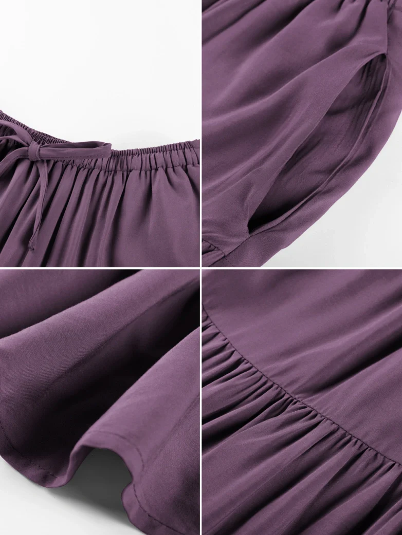 Renaissance Drawstring Swing Maxi Skirt with Pockets - Image 39