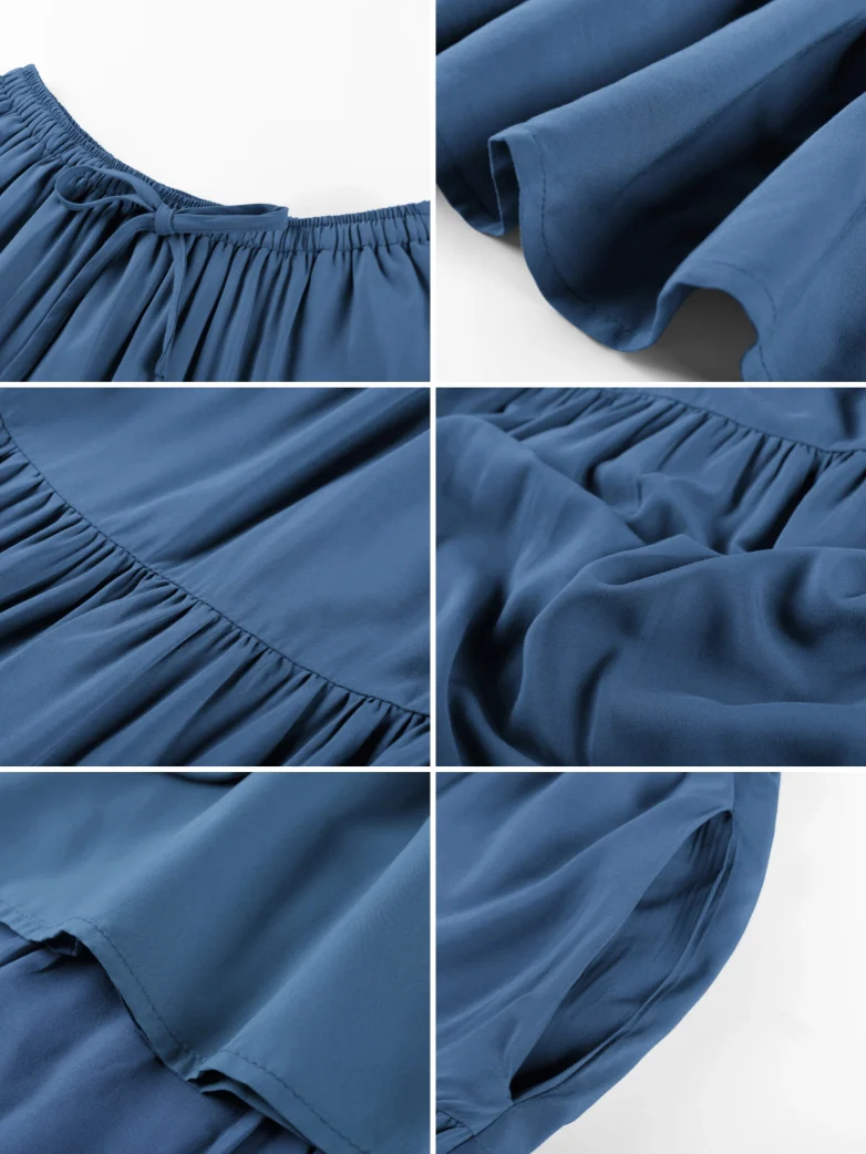 Renaissance Drawstring Swing Maxi Skirt with Pockets - Image 59