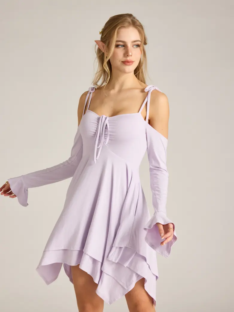 Renaissance Tie-Strap Dress with Fitted Long Sleeves