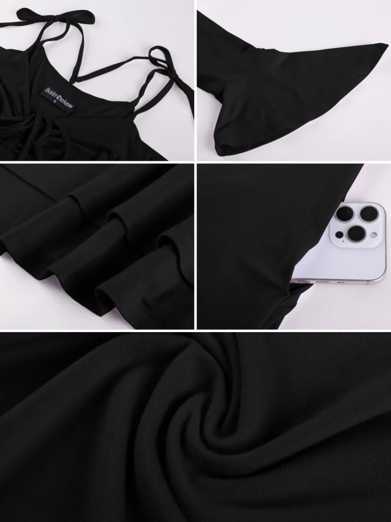 Renaissance Tie-Strap Dress with Fitted Long Sleeves - Image 13