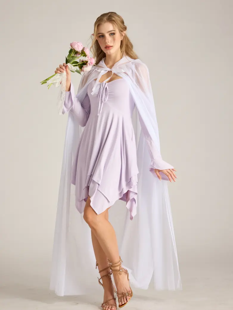Renaissance Tie-Strap Dress with Fitted Long Sleeves - Image 4