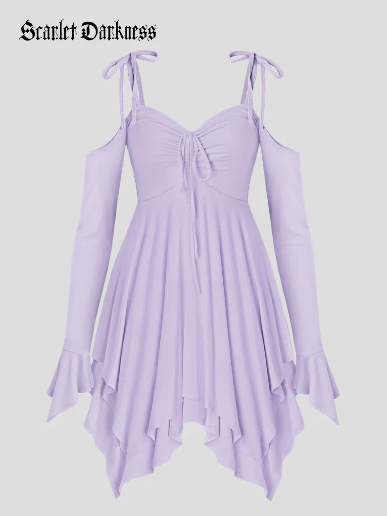 Renaissance Tie-Strap Dress with Fitted Long Sleeves - Image 6
