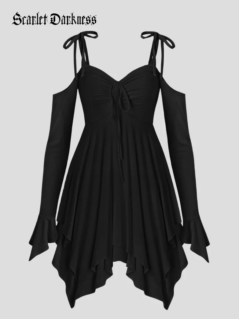 Renaissance Tie-Strap Dress with Fitted Long Sleeves - Image 8