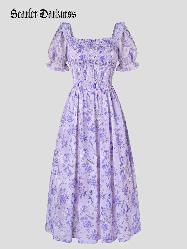 Bridgeton Puff sleeves Chiffon Pleated Pocket Dress - Image 18