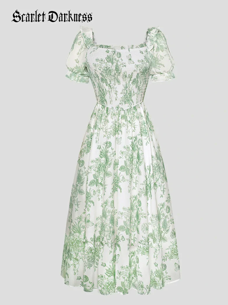 Bridgeton Puff sleeves Chiffon Pleated Pocket Dress - Image 21