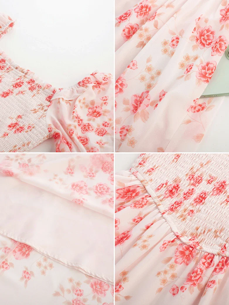 Bridgeton Puff sleeves Chiffon Pleated Pocket Dress - Image 32