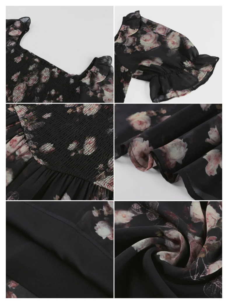 Bridgeton Puff sleeves Chiffon Pleated Pocket Dress - Image 41