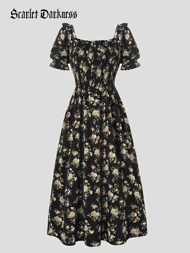 Bridgeton Puff sleeves Chiffon Pleated Pocket Dress - Image 8
