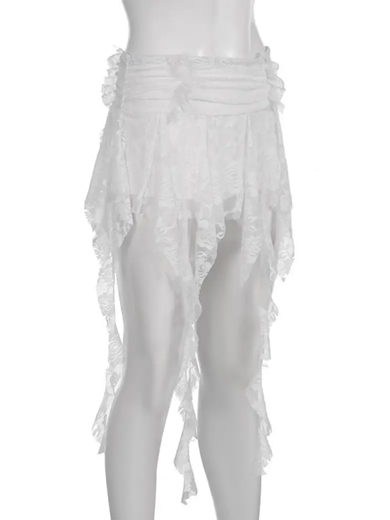 Women's Bohemia High Waisted Ruffle Lace Skirt - Image 4