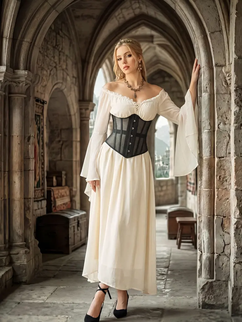 Women’s Lace‑Up Corset Top with Metal Busk - Image 2