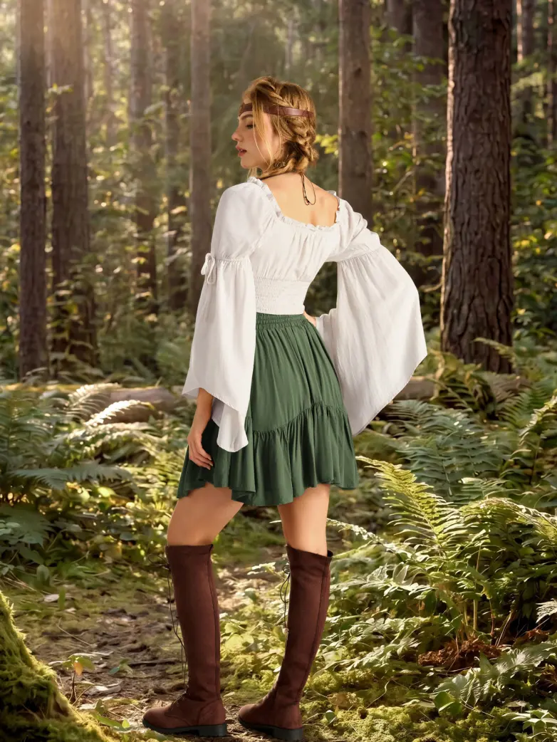 Women Renaissance Corset Tops With Long Slit Sleeve - Image 32