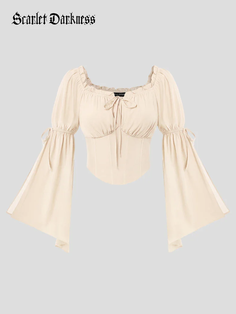 Women Renaissance Corset Tops With Long Slit Sleeve - Image 7