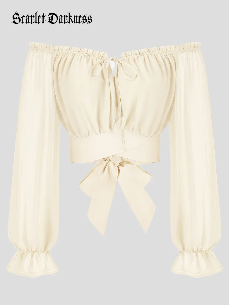 Women Renaissance Off Shoulder Cropped Length Tops