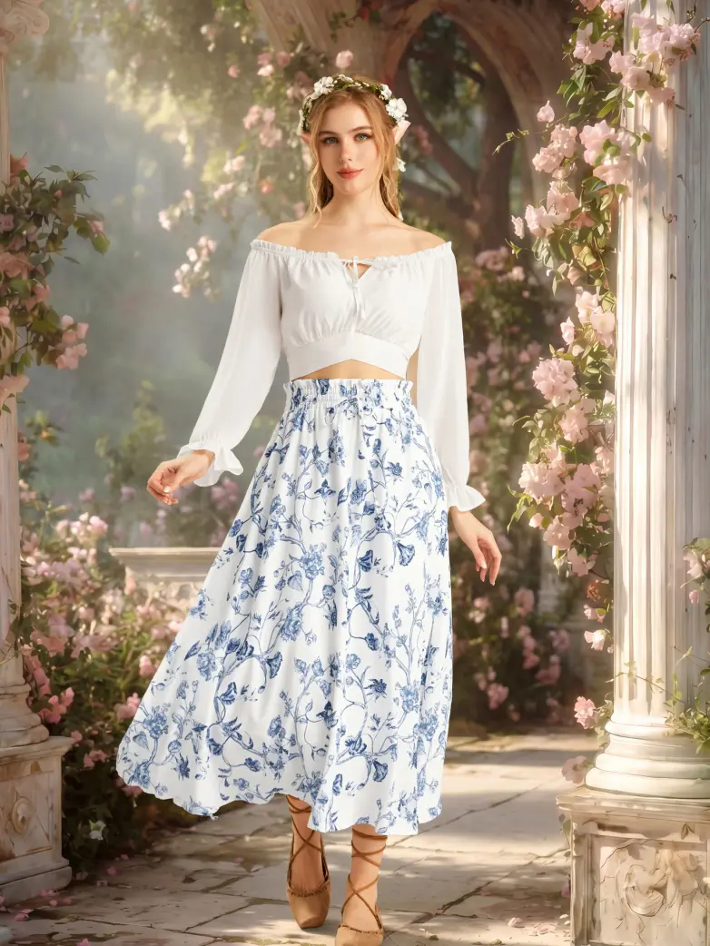 Women Renaissance Off Shoulder Cropped Length Tops - Image 19