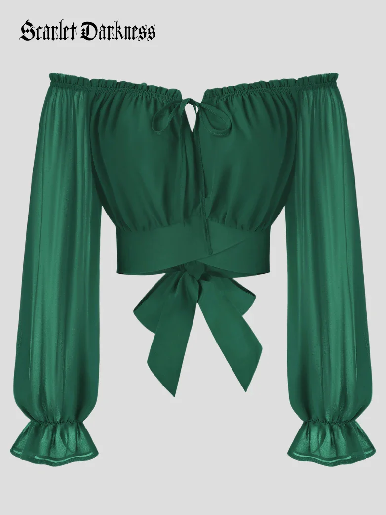 Women Renaissance Off Shoulder Cropped Length Tops - Image 24