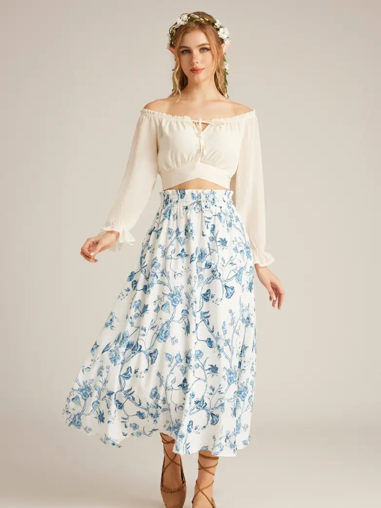 Women Renaissance Off Shoulder Cropped Length Tops - Image 3