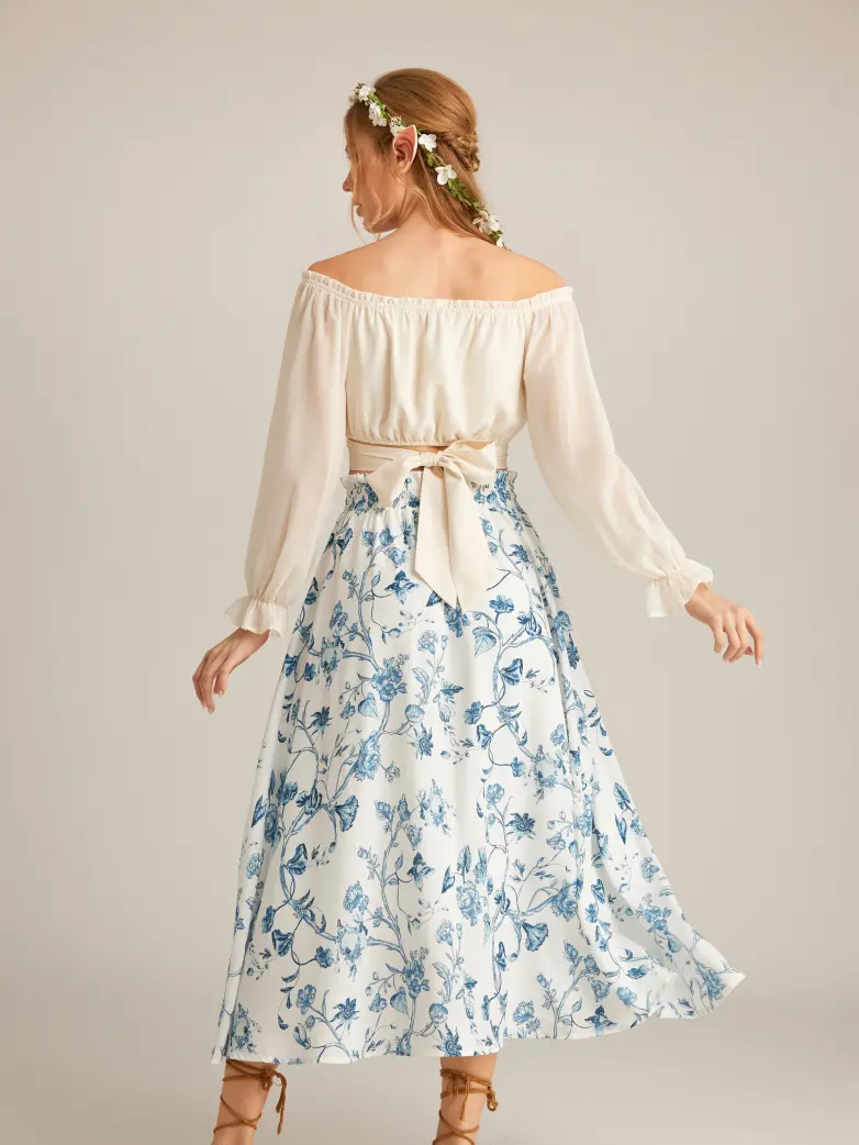 Women Renaissance Off Shoulder Cropped Length Tops - Image 4