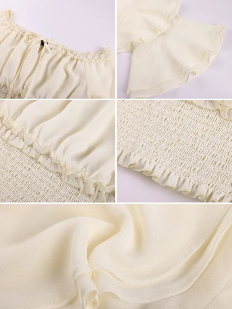 Women Renaissance Off Shoulder Smocked Waist Tops - Image 4